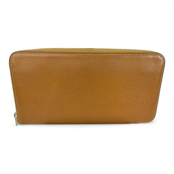 HERMES Epsom Silk'In Wallet Gold Jaune De Naples Tan Brown Zip Long Bag Leather - Picture 3 of 16